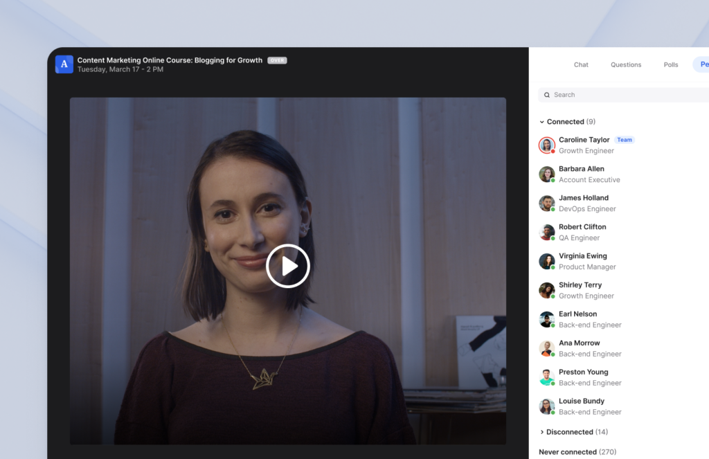 Webinaires à la demande Livestorm